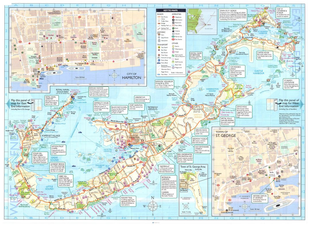 Большая детальная туристическая карта Бермудских островов