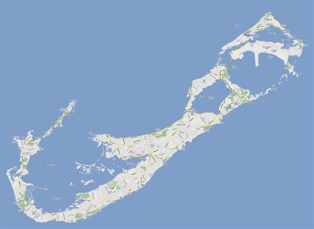 Большая карта дорог Бермудских островов