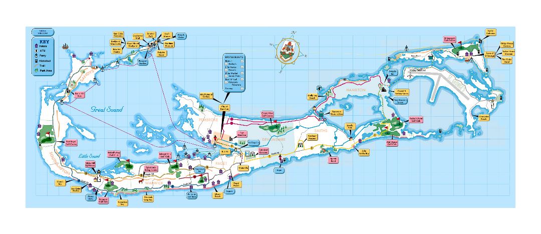 Большая туристическая карта Бермудских островов