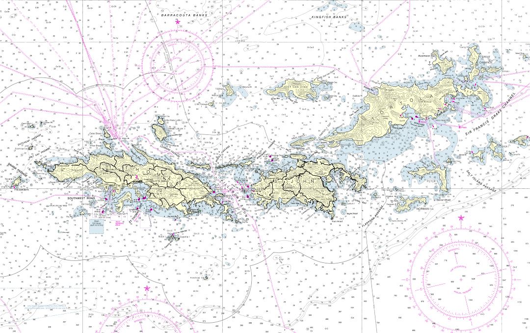 Крупномасштабная карта Британских Виргинских островов