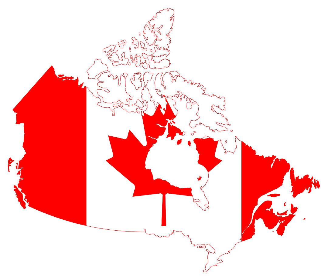 Большая карта флаг Канады