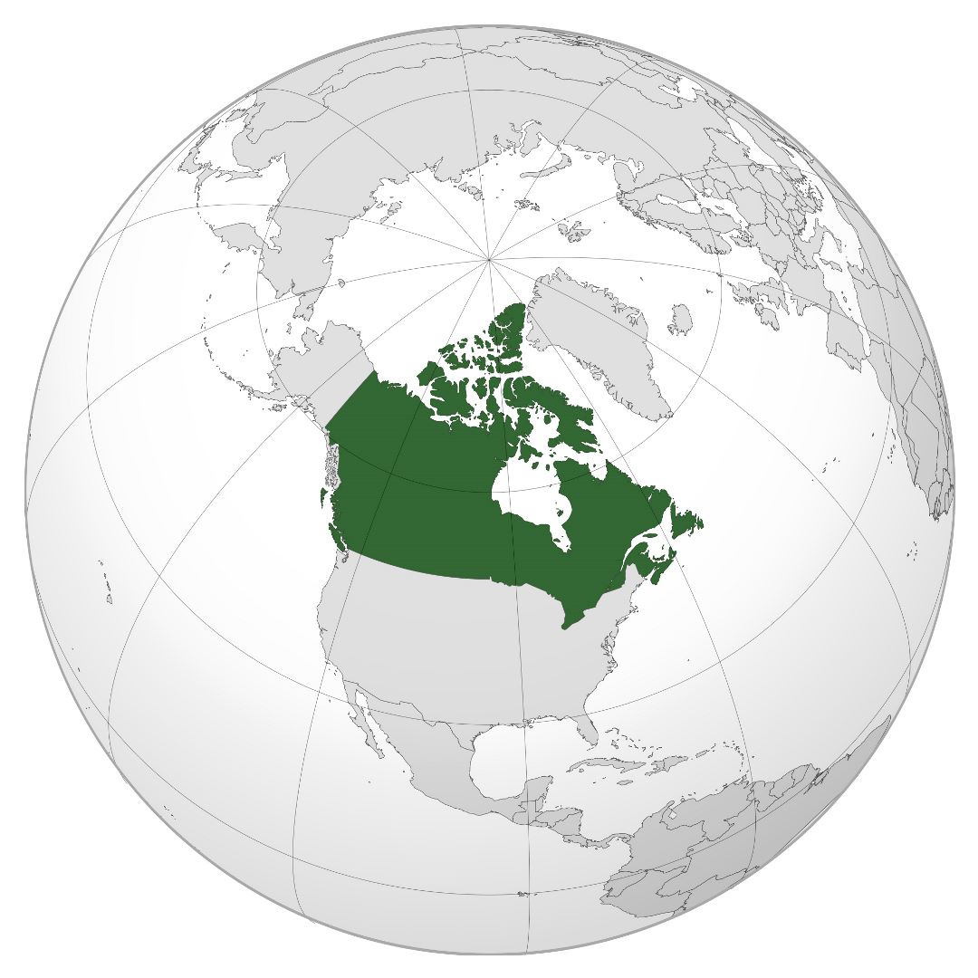 Большая карта расположения Канады