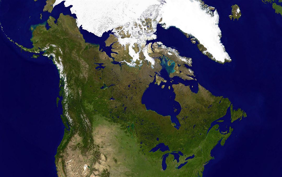 Большая спутниковая карта Канады