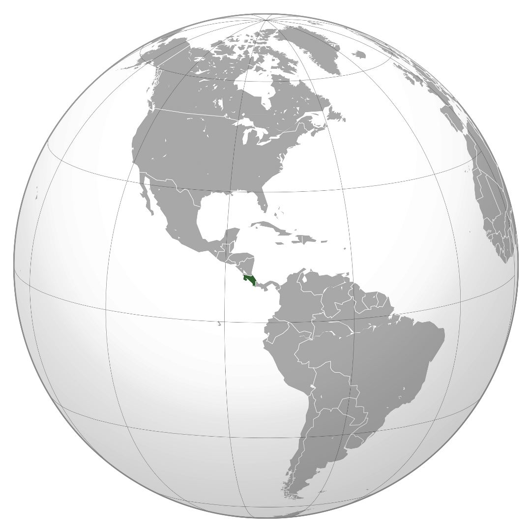 Большая карта расположения Коста-Рики