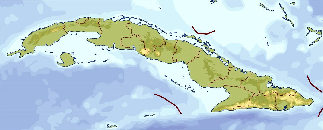 Большая карта высот Кубы