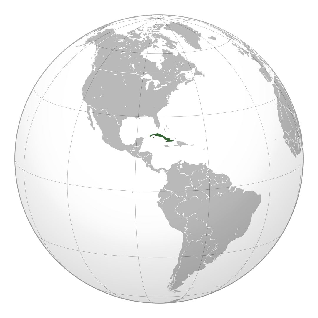 Большая карта расположения Кубы