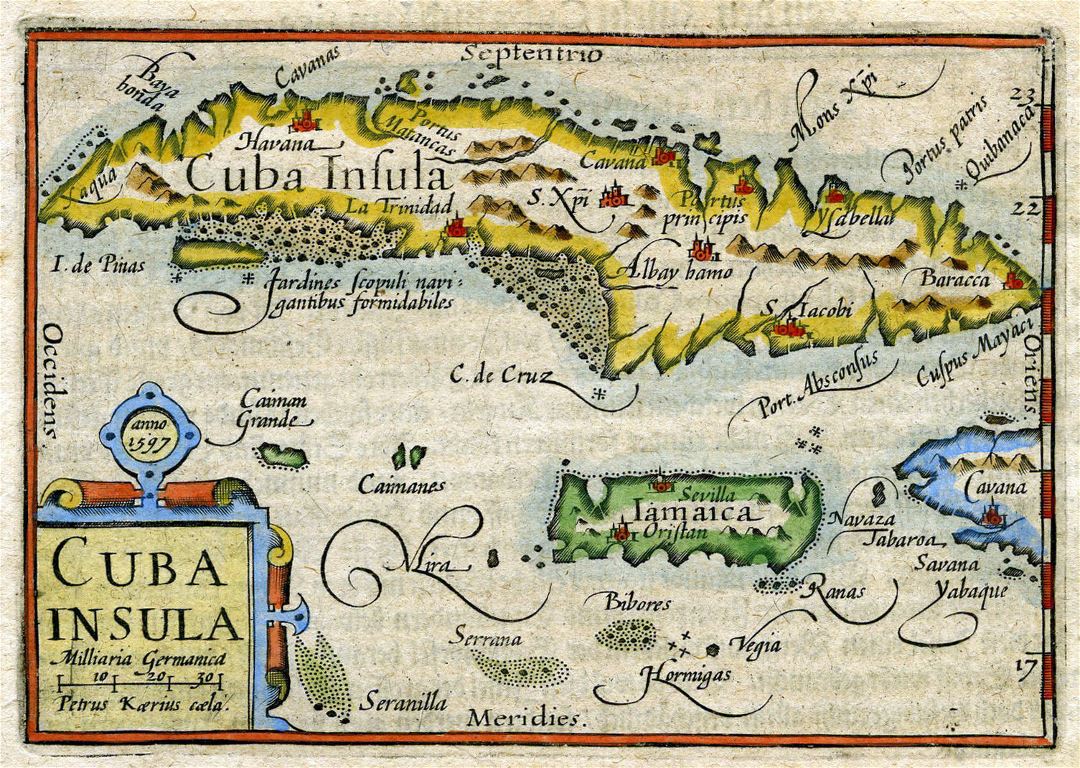 Большая старая карта Кубы