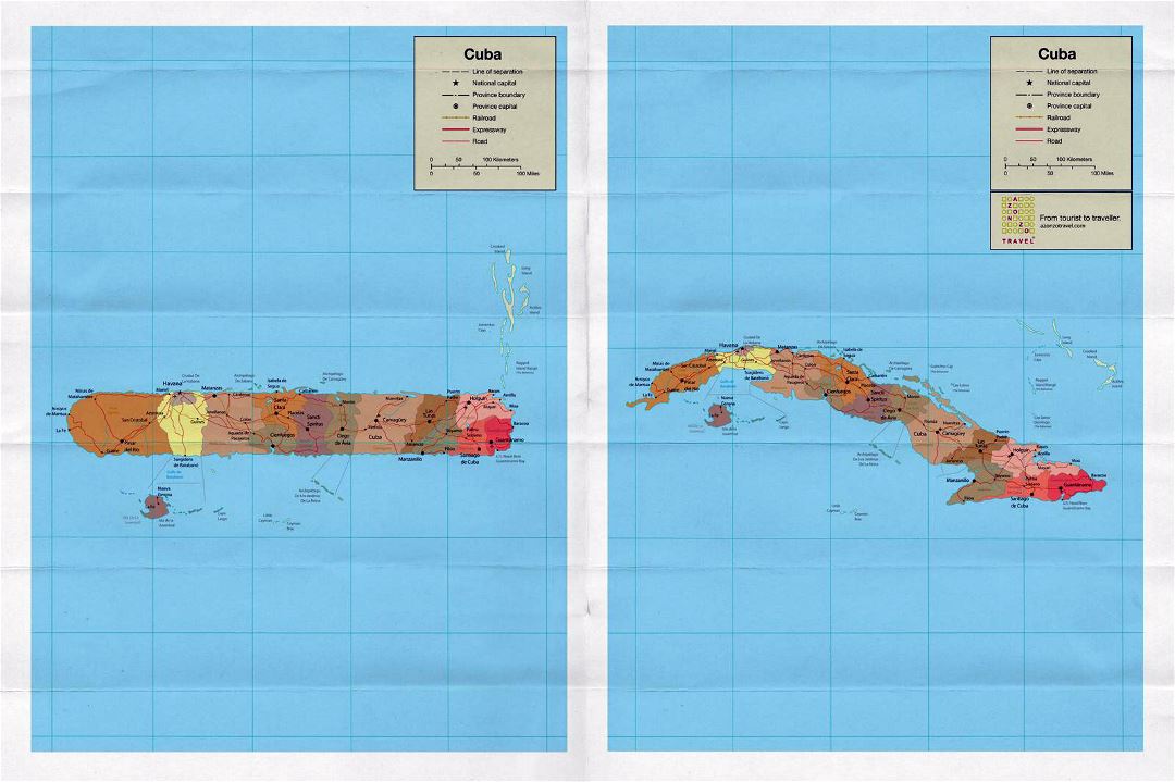 Большая политическая и административная карта Кубы