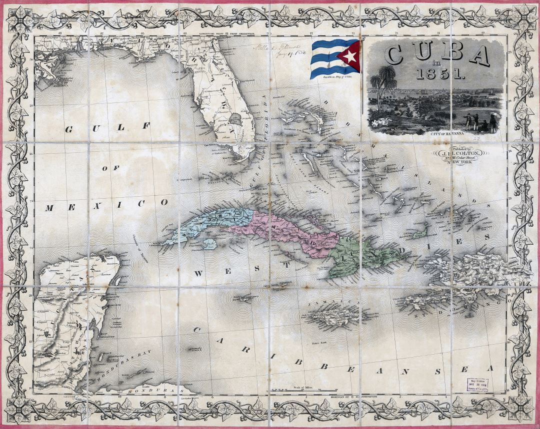 Крупномасштабная карта Кубы 1851