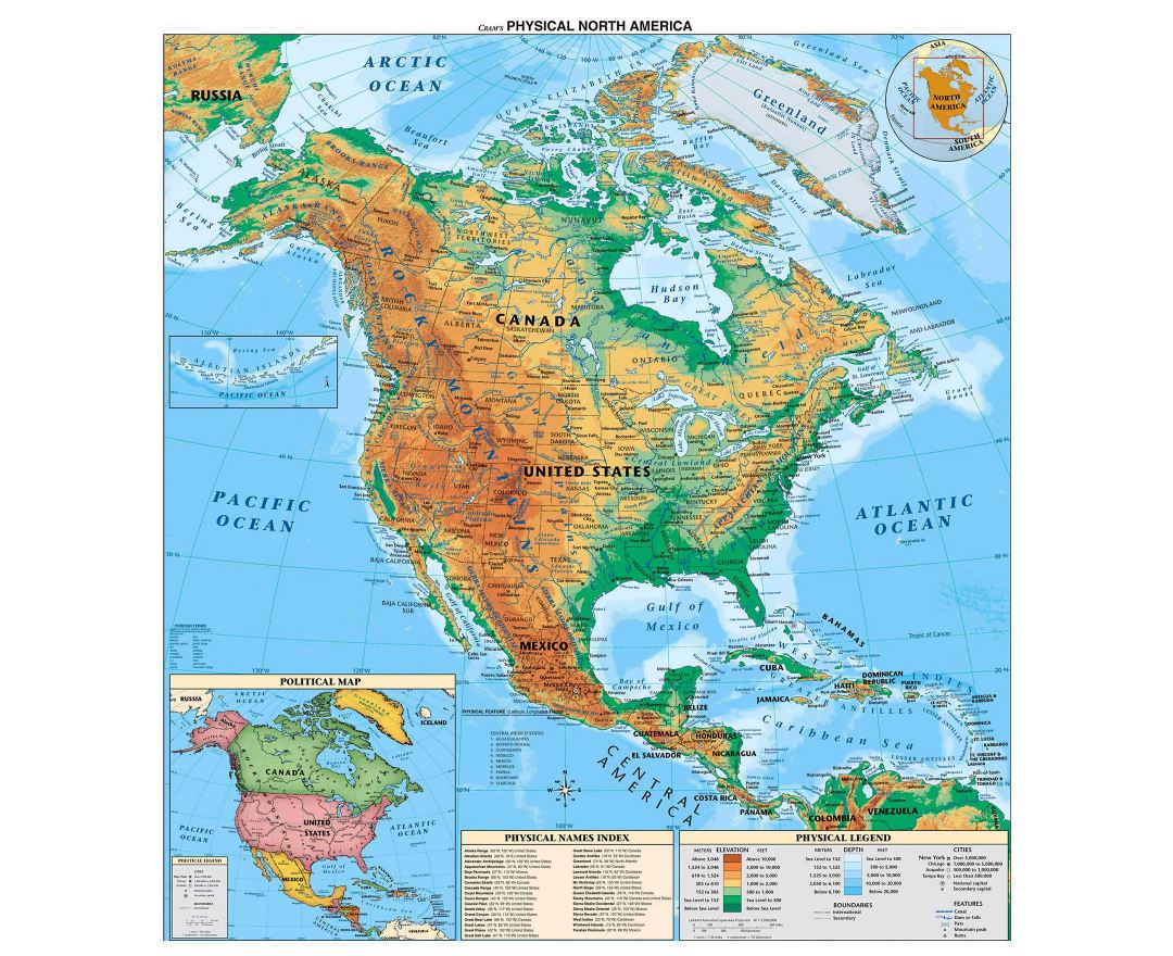 Карты Северной Америки и Североамериканских стран