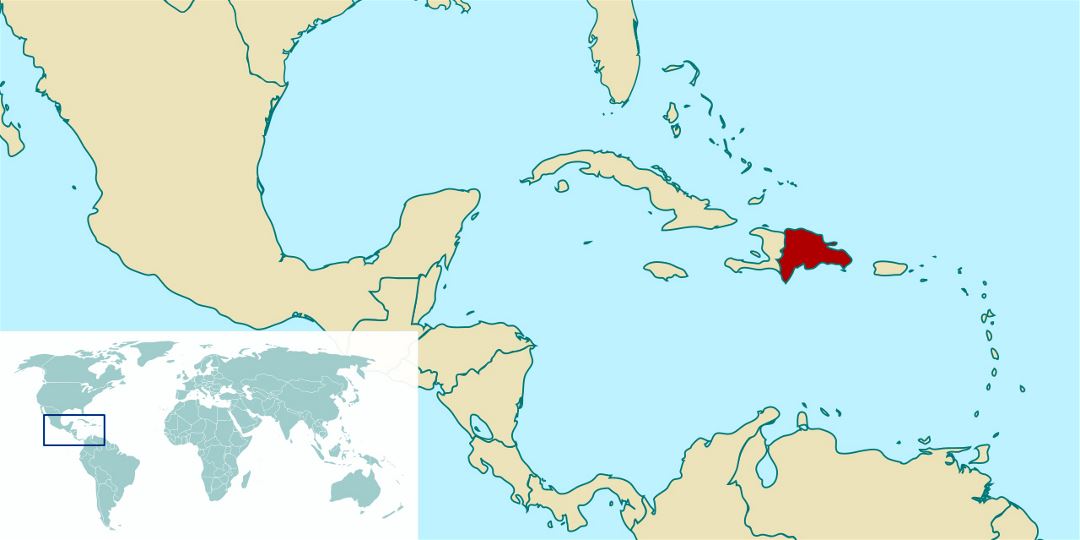 Детальная карта расположения Доминиканской Республики