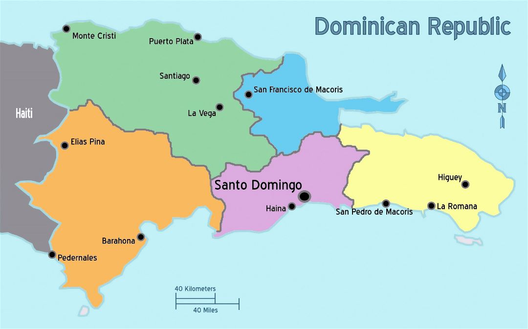 Большая карта регионов Доминиканской Республики