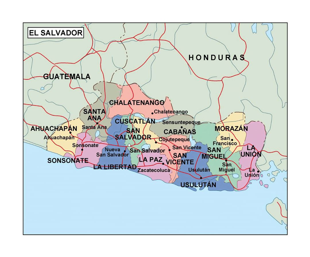 Подробная административная карта Сальвадора