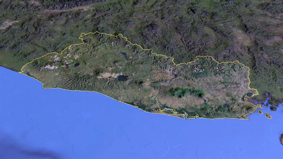 Большая детальная панорамная спутниковая карта Сальвадора