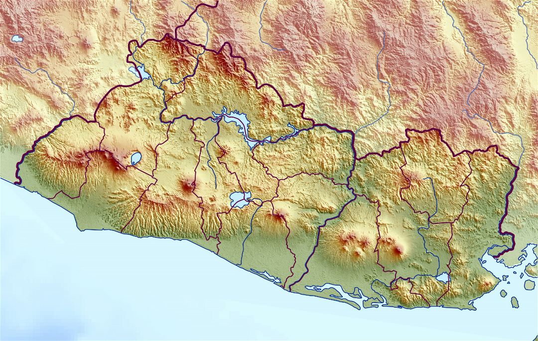 Большая рельефная карта Сальвадора