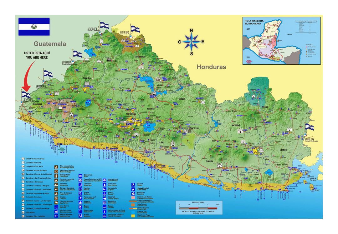 Большая туристическая карта Сальвадора