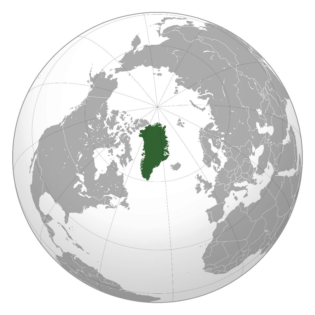 Большая карта расположения Гренландии