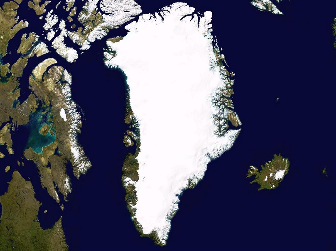 Большая спутниковая карта Гренландии
