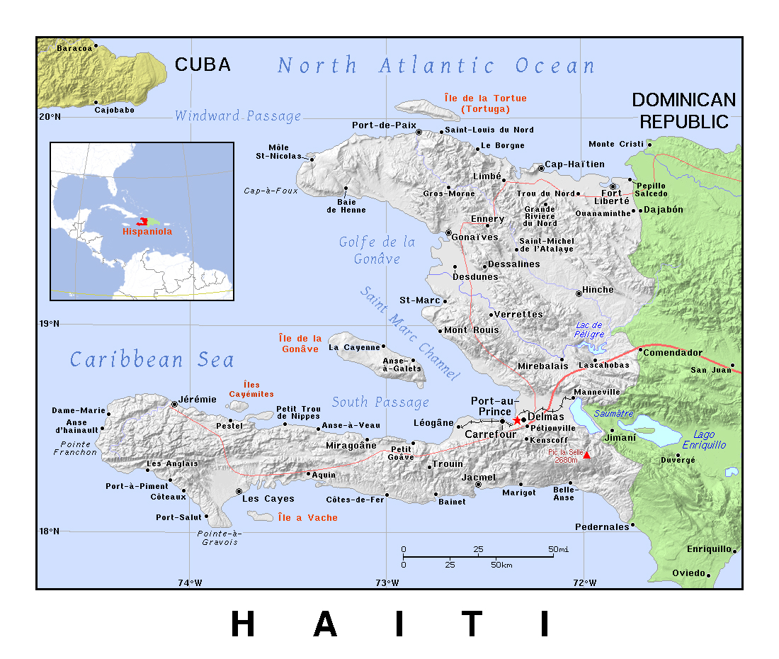 Показать на карте где находится гаити