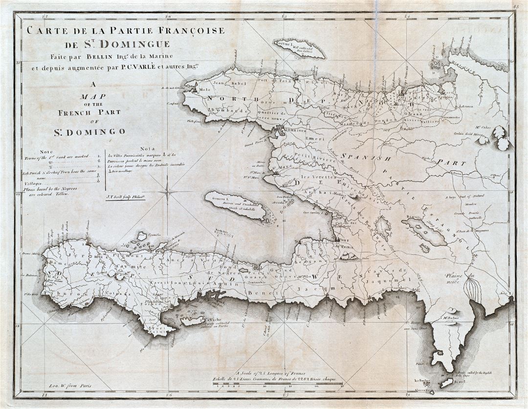 Большая детальная старая карта Гаити с другими пометками