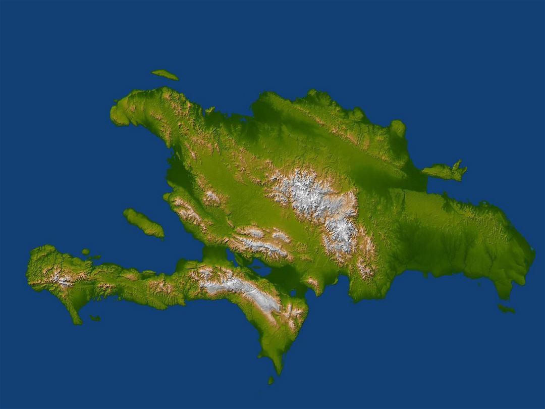 Большая карта рельефа Санто-Доминго