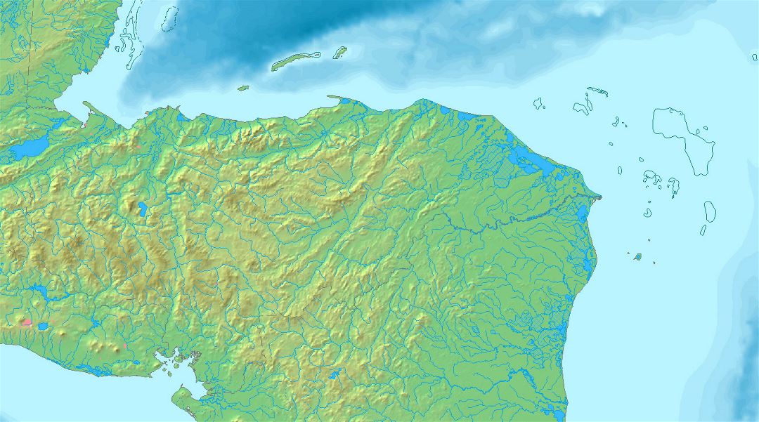Детальная карта рельефа Гондураса