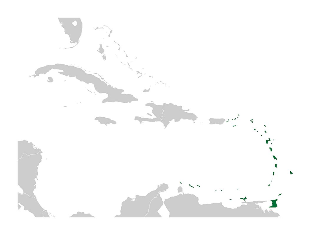 Подробная карта расположения Малых Антильских островов в Америке
