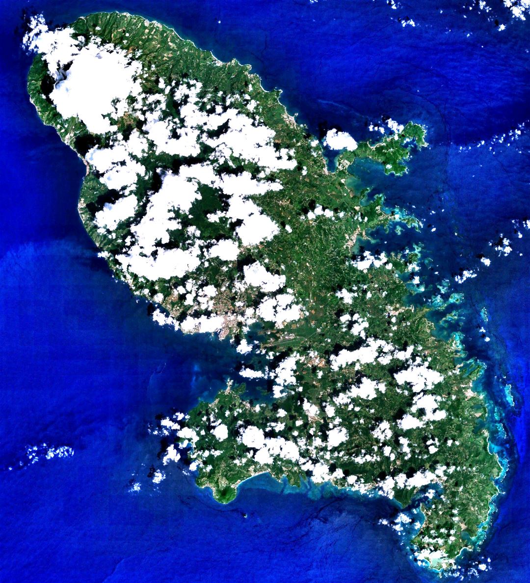Большое детальное спутниковое изображение Мартиники