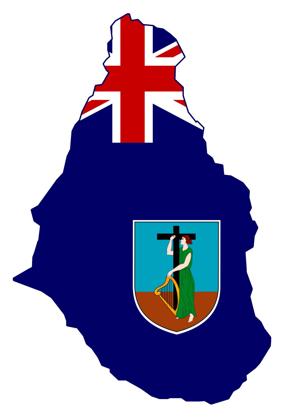Большая карта флаг острова Монтсеррат