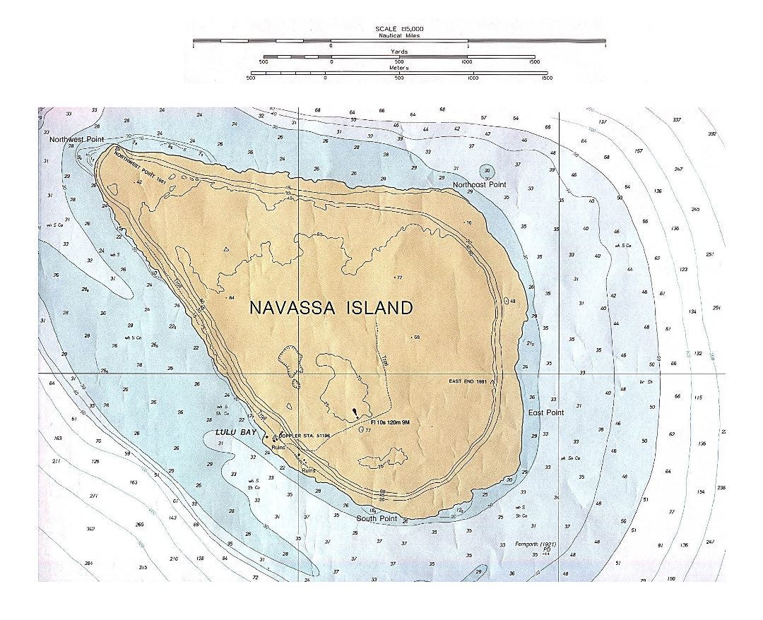 Большая подробная топографическая карта острова Навасса