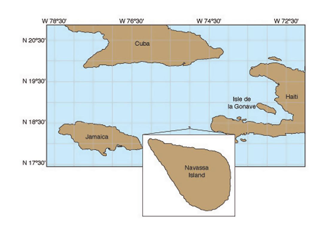 Карта расположения острова Навасса