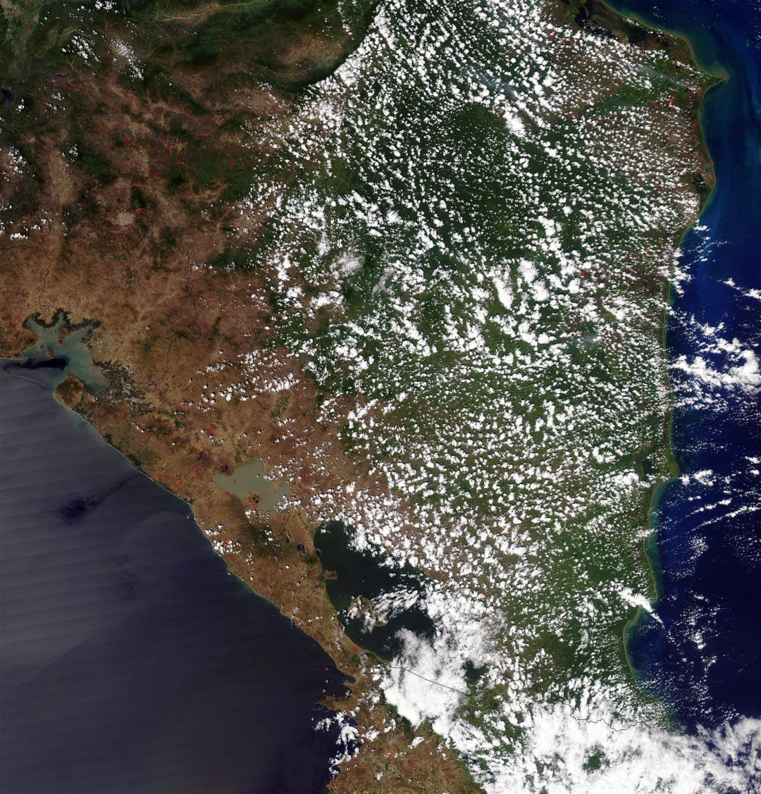 Большая спутниковая карта Никарагуа