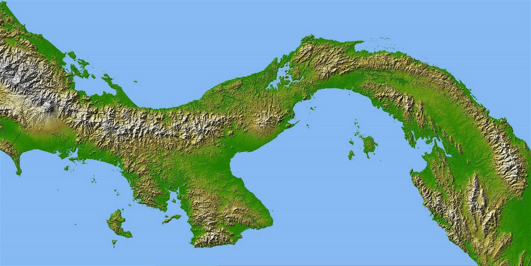 Большая карта рельефа Панамы