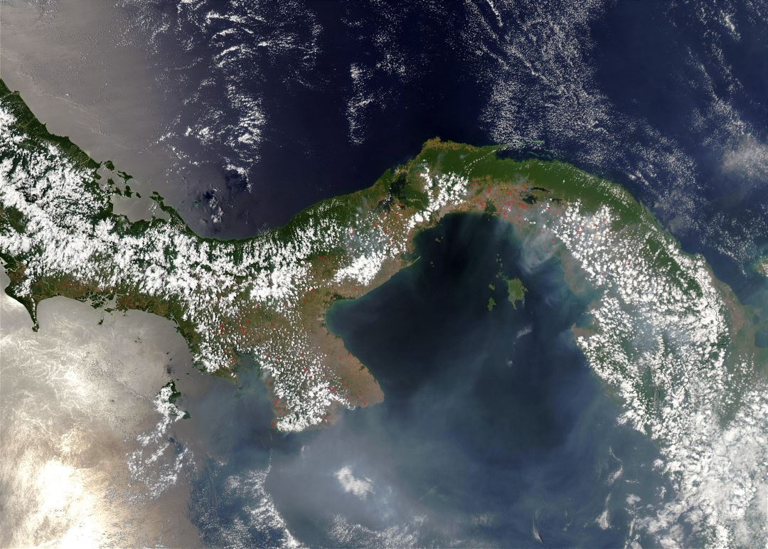 Большая спутниковая карта Панамы