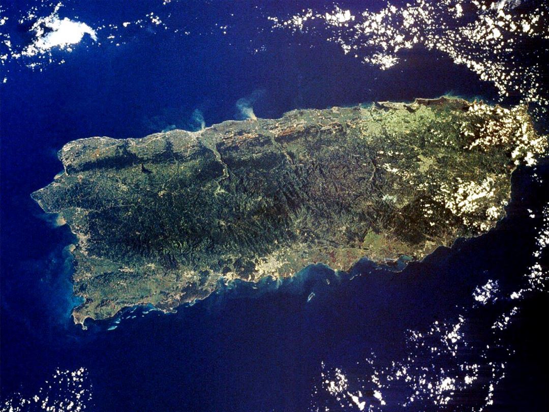 Детальная спутниковая карта Пуэрто-Рико