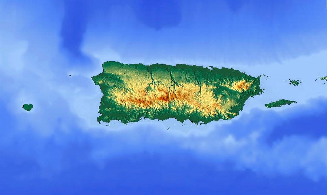 Подробная топографическая карта Пуэрто-Рико