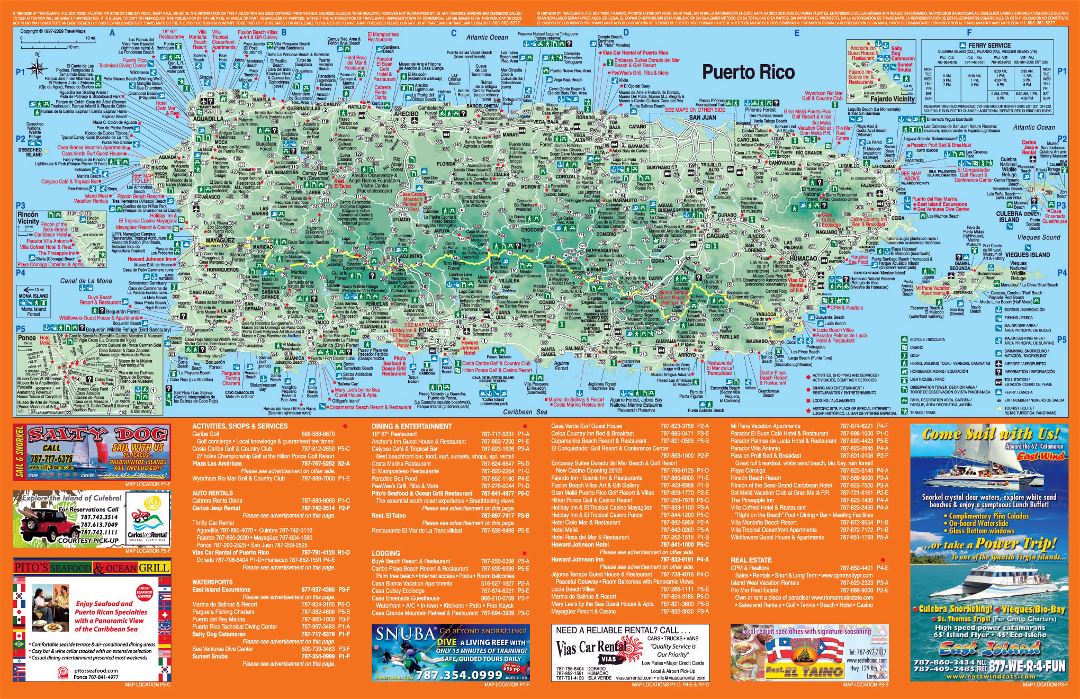 Большая подробная туристическая карта Пуэрто-Рико