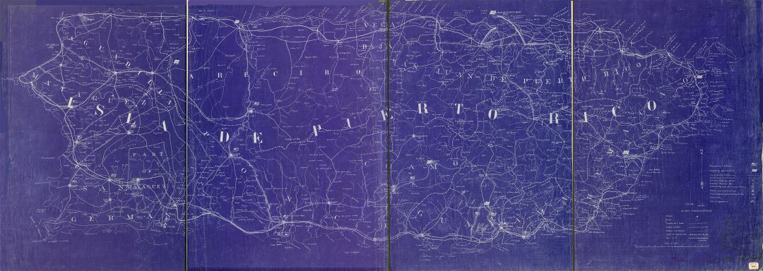 Крупномасштабная подробная старая карта Пуэрто-Рико - 1898