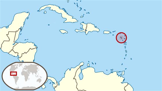 Детальная карта расположения Сент-Китса и Невиса