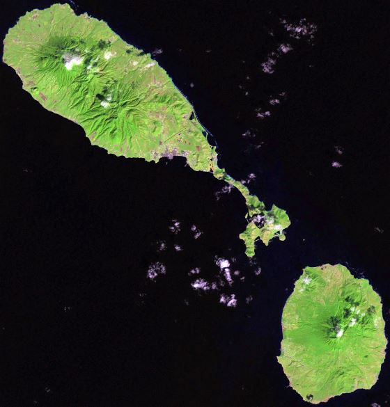 Большая подробная спутниковая карта Сент-Китса и Невиса
