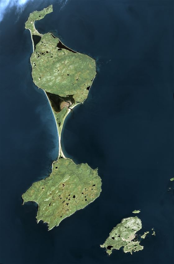 Большая детальная спутниковая карта Сен-Пьера и Микелона