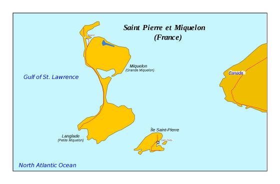 Большая карта Сен-Пьера и Микелона с дорогами и городами