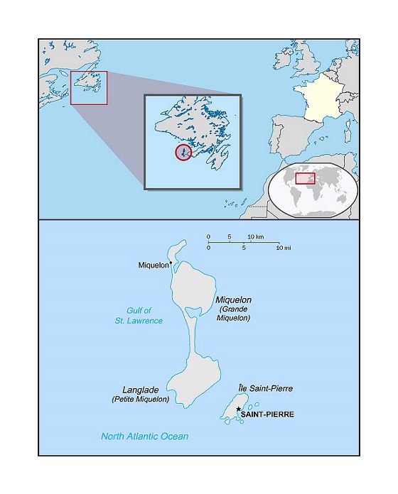 Политическая карта Сен-Пьера и Микелона