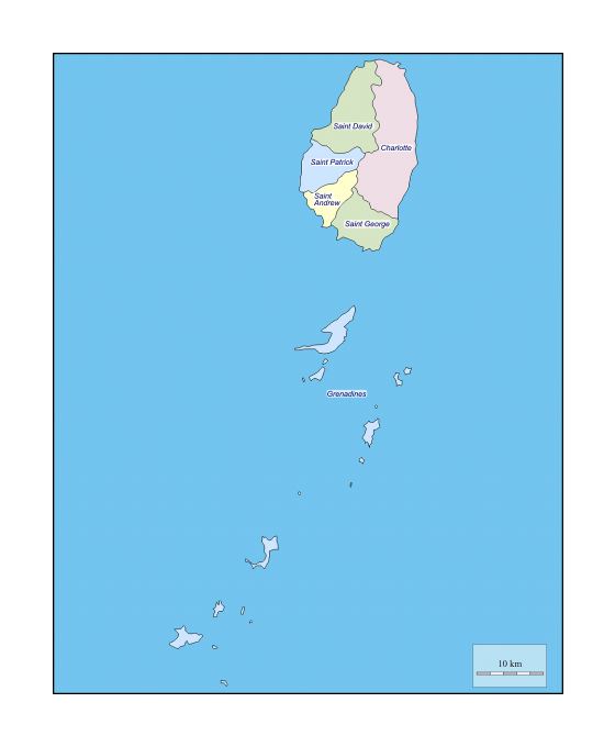 Административная карта Сент-Винсента и Гренадин