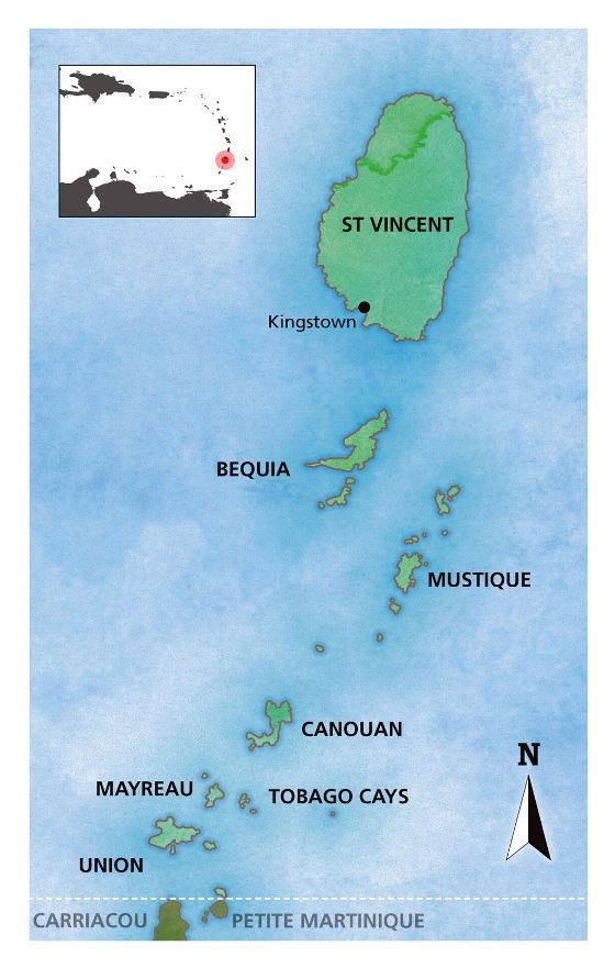 Большая карта Сент-Винсента и Гренадин