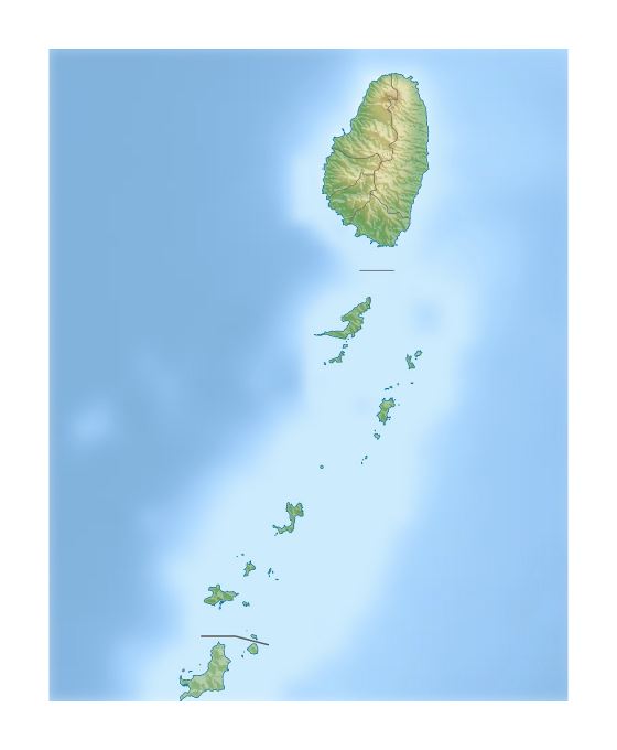 Большая карта рельефа Сент-Винсента и Гренадин