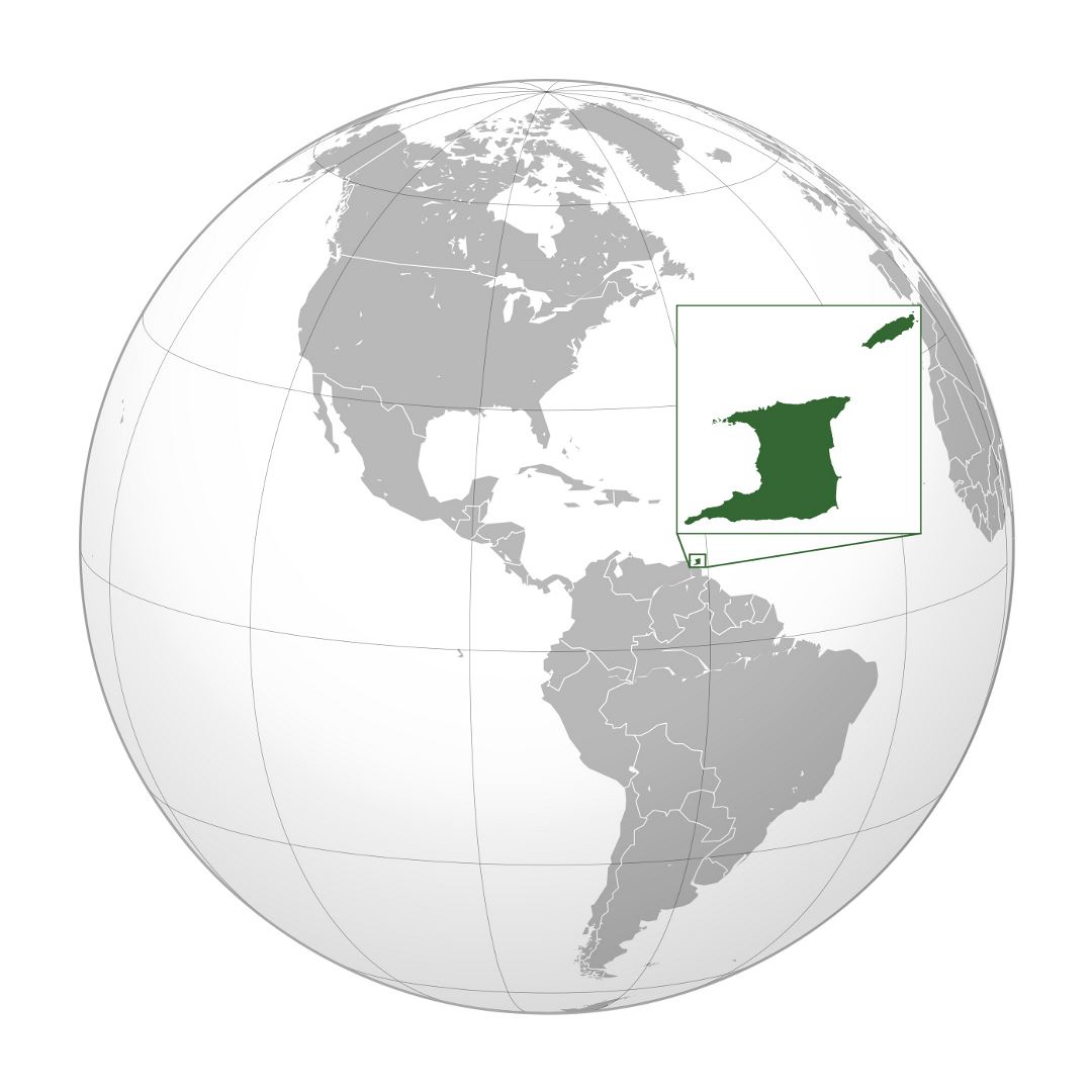 Большая карта расположения Тринидада и Тобаго в Америке