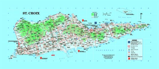Большая туристическая карта острова Санта-Крус, Виргинские острова США