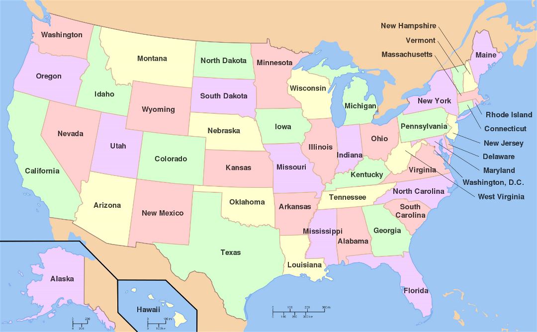 Большая административная карта США