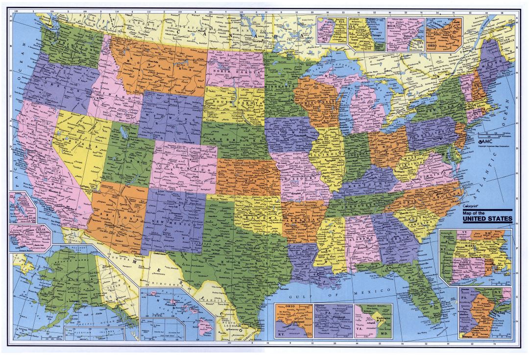 Большая подробная административная карта США